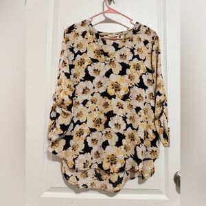 Maurices Black and Cream Floral Blouse